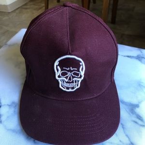 Maroon SnapBack w/ 3d skull embroidery
